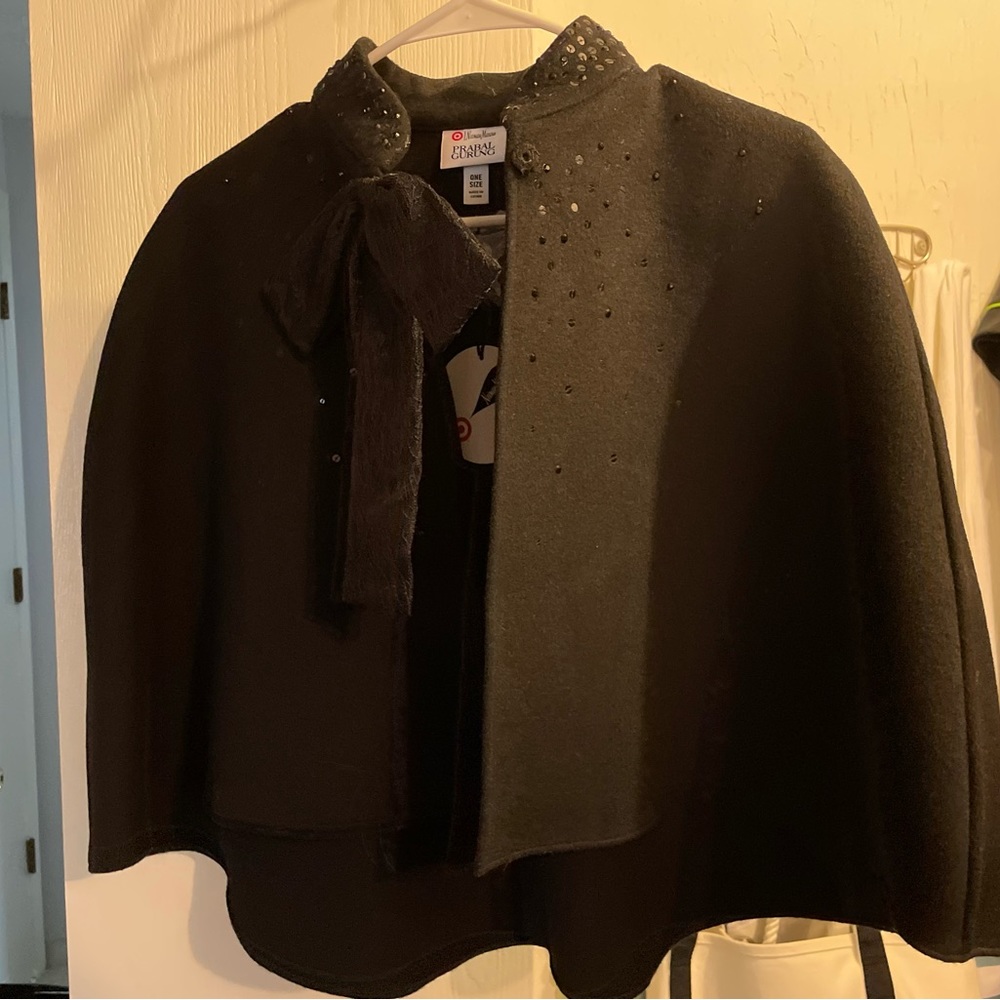 Nwt black and lace cape coat - one size - target and Neumann Marcus collab